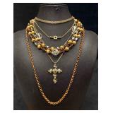 6pc Gold Earthy Necklace Set