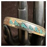 Native American Style Turquoise Geometric Chip Inl