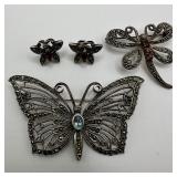 Butterfly Dragonfly Sterling 925 Brooch Jewelry Se