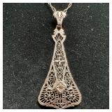 Cubic Zirconia Art Deco Style Intricate Silverwork
