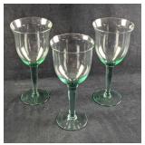 Three Large Glass Water Goblets