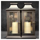 Pair of Metal Outdoor Lanterns with Luminara LED F