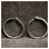 CZ 925 Sterling Silver Hoop Earrings O57