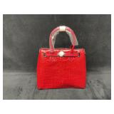 Red Croc-Print Handbag