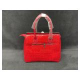 Red Faux Gator Handbag