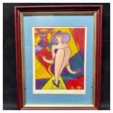 Signed Linda Le Kinff Framed Figural Art Print of