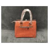 Brown Croc-Print Handbag