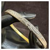 Mexico 925 Sterling Silver Bangle Bracelet Etched