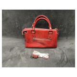 Burgundy Satchel Handbag With Shoulder Strap