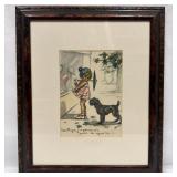 Germaine Bouret French Girl and Dog Illustration F