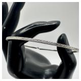 Greek Key Design Style Motif Modern Silver Bangle