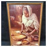 Framed Photograph Woman Preparing Food Cultural Pr