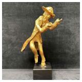Modernist Resin Sculpture Golden Figure in Motion