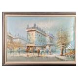 Original Acrylic On Canvas Parisian street scene
