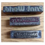 3 Vintage Company Names Printing Blocks Stamps