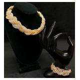 River Pearl Necklace & Bracelet Set Sterling Clasp