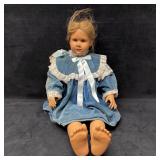 H Gunzel Vinyl Blonde Girl Doll in Blue Velvet Dre