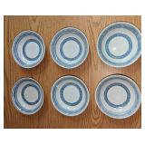 Set Of 6 Blue & White Japanese Porcelain Bowls