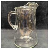 Clear Ribbed Etched Glass Pitcher Heulitt Personal