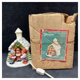 Lighted Ceramic Church with Carolers Christmas Dec