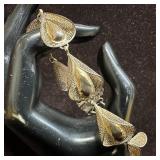 Floral Filigree Link Unmarked Silver Vintage Brace