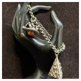 Sterling and 800 Silver Three Charm Bracelet T68