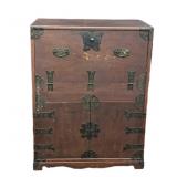 Vintage Wooden Korean Two Section Storage Chest