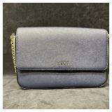 DKNY Navy Blue Saffiano Style Leather Crossbody Ba
