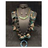 5pc Gold Blue and Black Eco Mixed Costume Jewelry