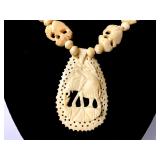 Vintage Detailed Hand Carved Bone Elephant Beads &