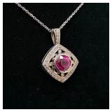 1.3 Ct Pink Sapphire in 14k White Gold Pendant