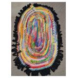 Vintage Hand Braided Multicolor Oval Rug