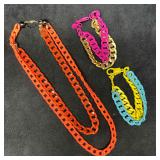 Melania Clara Modern Chain Design Necklace and Dou