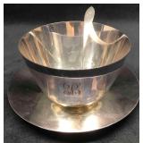 B Engraved Gorham Silver Plated Bowl YC877 & Sauce