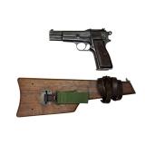Pre-War Belgium FN / Browning Model 1935 Hi-Power (G35) 9mm Pistol with Stock Board