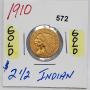 1910 Gold $2 1/2 Indian