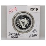 2019 1oz .999 Silv Caribbean Bank $2 Dollars