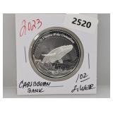 2023 1oz .999 Silv Caribbean Bank $2 Dollars