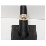 .925 Sterling Bold Ribbed Texture Ring Sz 6