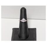 .925 Sterling Pear Shape Center Stone Ring Sz 6