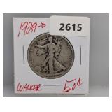 1929-D 90% Silver Walker Half $1