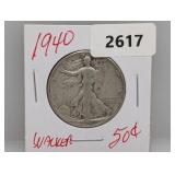 1940 90% Silver Walker Half $1
