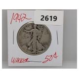 1942 90% Silver Walker Half $1