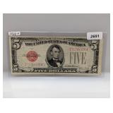 1928-F Red Seal $5 US Note