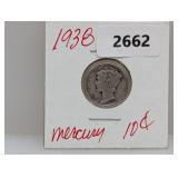 1938 90% Silver Mercury Dime