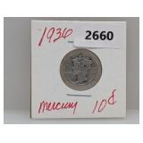 1936 90% Silver Mercury Dime