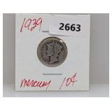 1939 90% Silver Mercury Dime