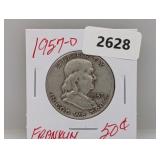 1957-D 90% Silver Franklin Half $1