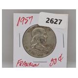 1957 90% Silver Franklin Half $1