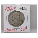 1952-D 90% Silver Franklin Half $1